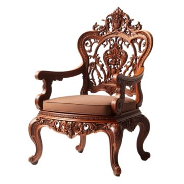 Antique Carved Teak Wood Chair Transparent Background Chair Furniture