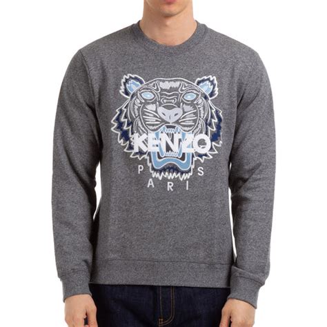 Mens Kenzo Embroidered Cotton Long Sleeves Gray Fa5 5sw001 4xa 98