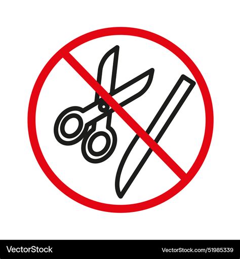 No Scissors Or Knives Allowed Sign For Safety Vector Image