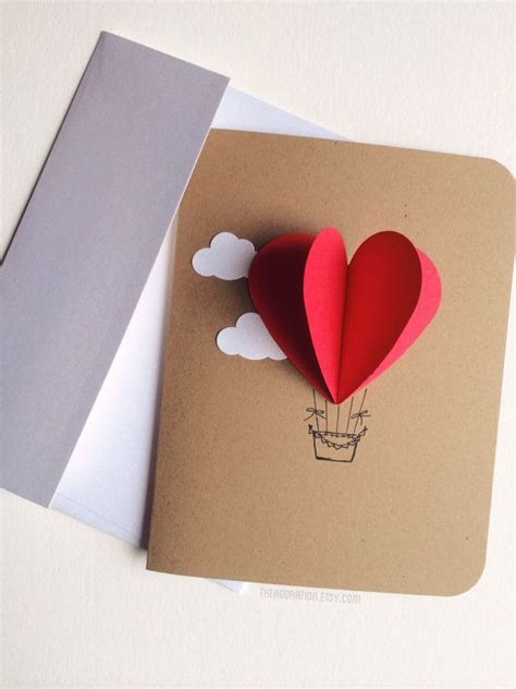 Heart Hot Air Balloon Card Etsy Tarjetas De Cumpleaños Hechas A