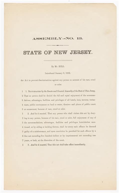 Lot - Civil Rights - NJ Unsuccessfully Attempts to Ensure Civil Rights at the Start of the Jim