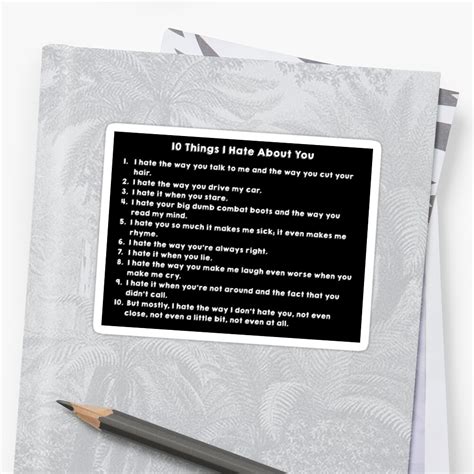 "10 Things I Hate About You Poem" Sticker by shannonnoelle | Redbubble