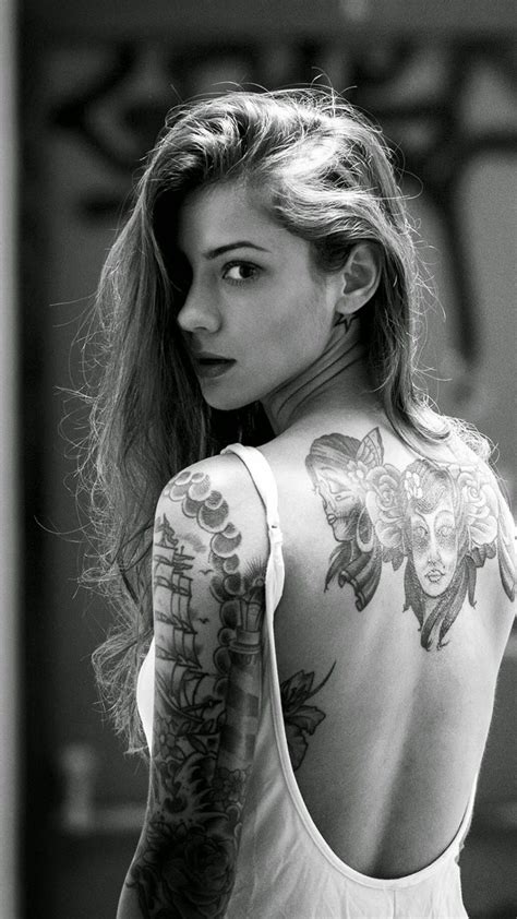 Beautiful Girl Tattooed Back IPhone Plus Wallpaper Hot Tattoos Beauty Tattoos Girl
