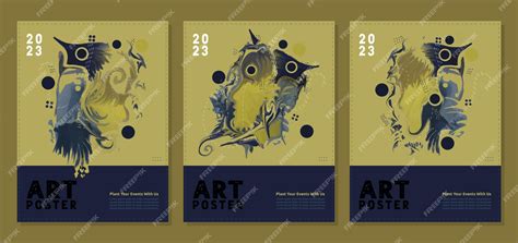 Premium Vector | A poster for art poster with the words art poster on it Set abstract art posters