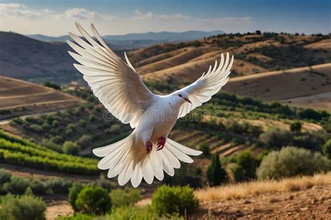 Um Conceito De Paz Com Uma Pomba Branca E Um Ramo De Oliveira Foto De