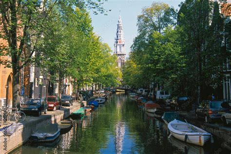 The Netherlands North Holland Amsterdam Groenburgwal Canal Spire Of