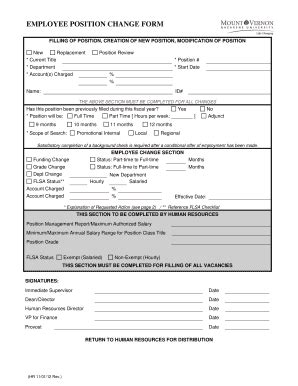 Position Change Form Fill Online Printable Fillable Blank Pdffiller