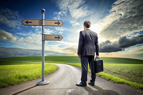 Fork In The Road Decision Between Success And Failure Premium Ai
