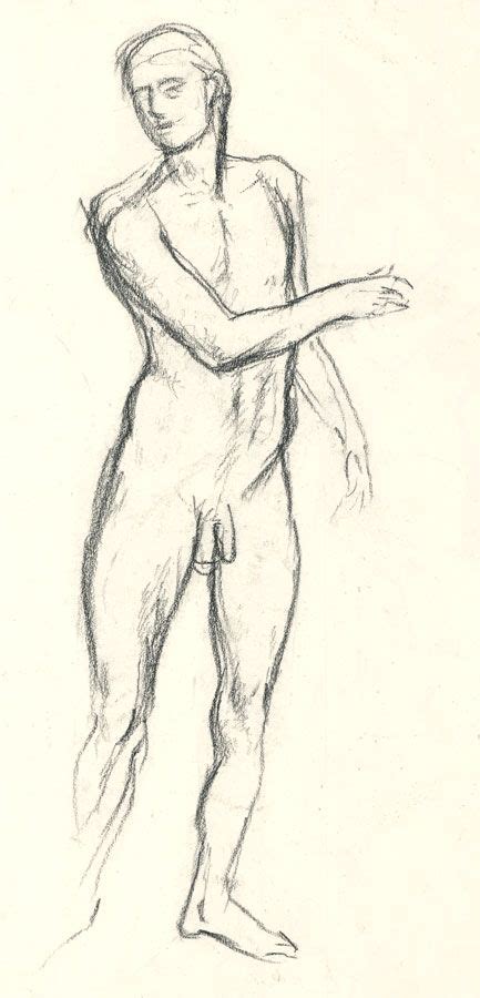 Barbara Dorf Mid Th Century Charcoal Drawing Male Nude