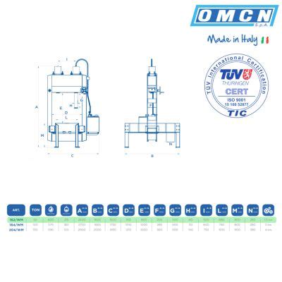 Presse électrohydraulique à montant mobile OMCN 162 WM 50 Tonnes