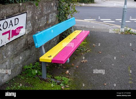 Colorful Painted Bench Stock Photo Alamy