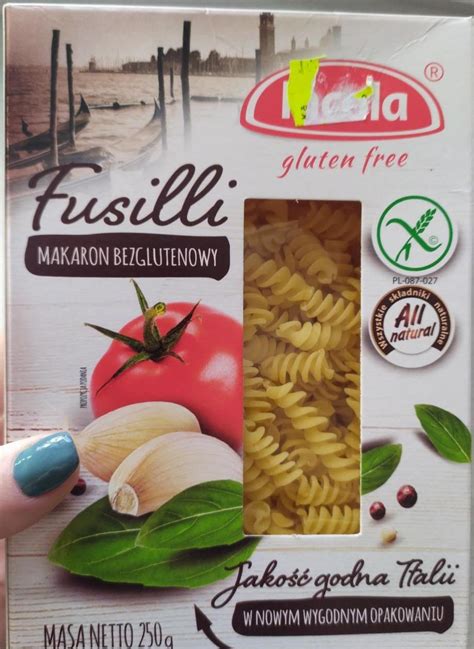 Makaron bezglutenowy Fusilli Incola kalorie kJ i wartości odżywcze