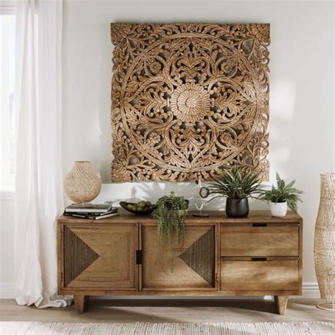 Déco murale arabesques en bois de manguier 121x121 ARIA Maisons du Monde