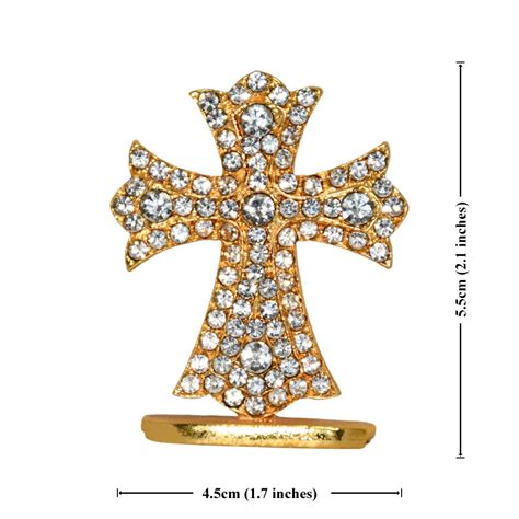 2 In Gold Finish Jesus Cross Gold Finish Standing Crucifix With White