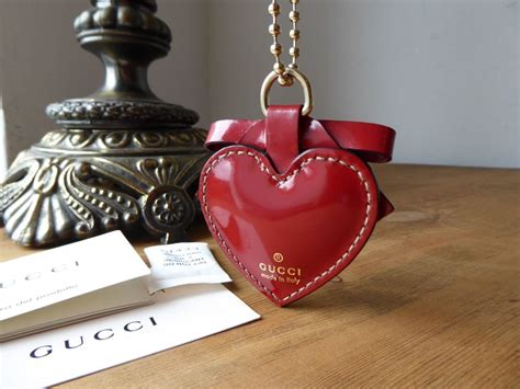 Gucci Heart Bag Charm In Red Spazzalato Leather Sold