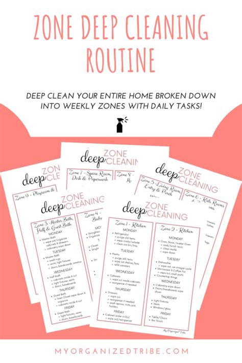 Zone Cleaning Schedule Printable