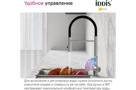 Смеситель для кухни IDDIS Ace с фильтром и гибким изливом, сатин ...