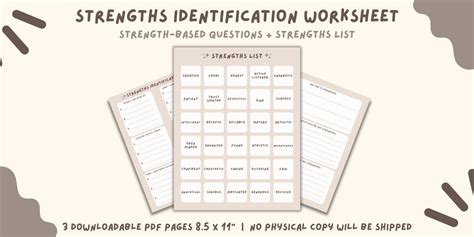 Strength Identification Worksheetstrength Based Etsy