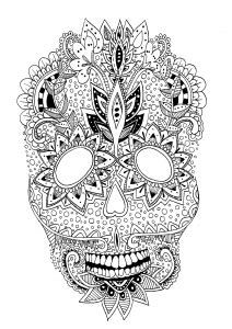 Coloriages D El Dia De Los Muertos Difficiles Pour Adultes Gratuits