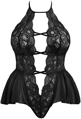 Amazon Avidlove Womens Plus Size Lingerie High Neck Lace Teddy Backless Halter Sleepwear