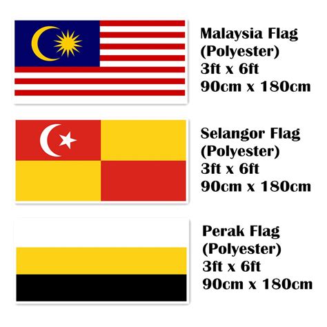 Malaysia Selangor Perak 3x6 Flag Bendera Polyester 90cm X 180cm