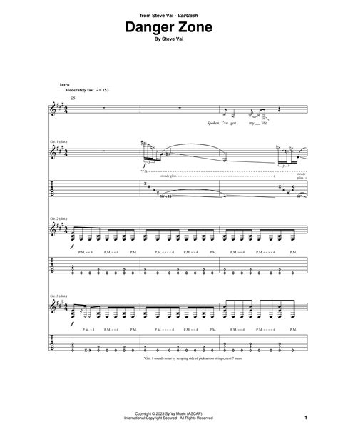 Danger Zone by Steve Vai - Guitar Tab - Guitar Instructor