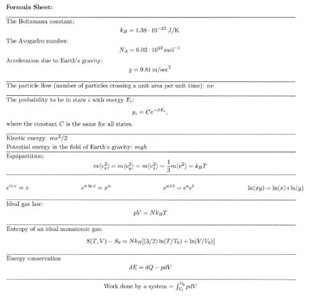 Physical Chemistry Equation Sheet Tessshebaylo