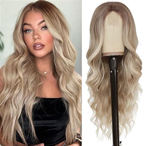 Amazon Nayoo Long Blonde Wavy Wig For Women Inch Middle Part