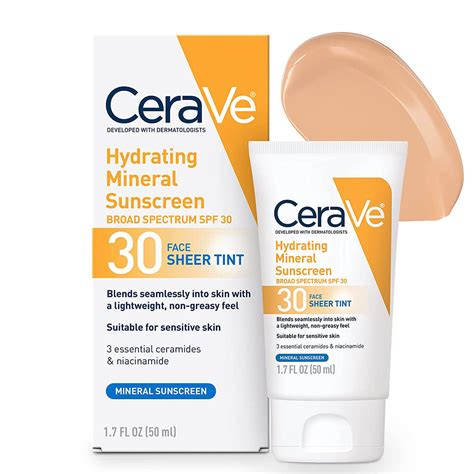 Cerave Hydrating Mineral Sunscreen Sheer Tint Spf 30 50ml