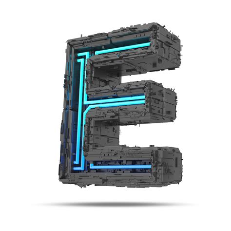 3d Spaceship Alphabet With Neon Light Effect 3d Rendering 24912124 PNG