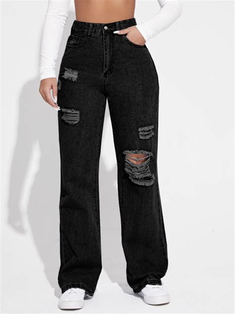 High Waist Ripped Jeans Ripped High Waisted Jeans Girls Ripped Jeans