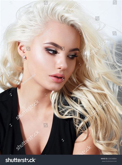 Portrait Very Beautiful Sensual Sexy Blonde Stock Photo