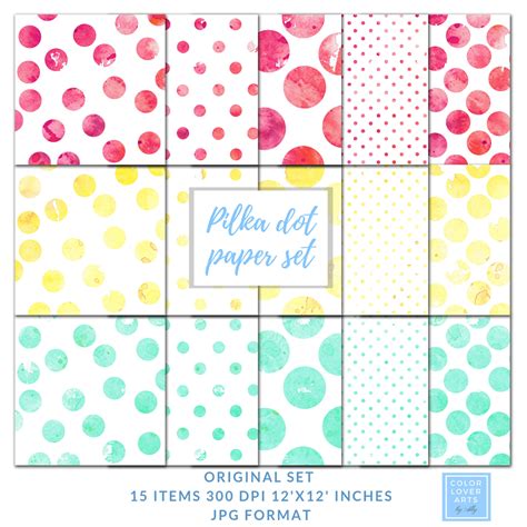 Polka Dots Watercolor Digital Papers Polka Dot Background Etsy