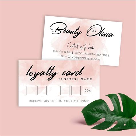 Editable Loyalty Cards Template Gl Beauty Salon Stamp Card Faux Gold