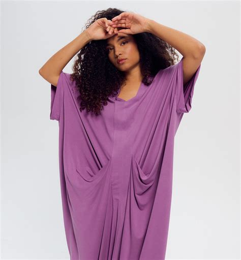 Plain Kaftan Dress Violet