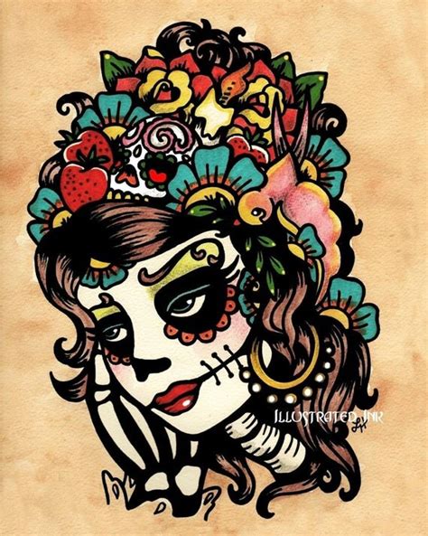 Day of the Dead Art Sugar SKULL BEAUTY 5 x 7 8 x 10 or 11 x