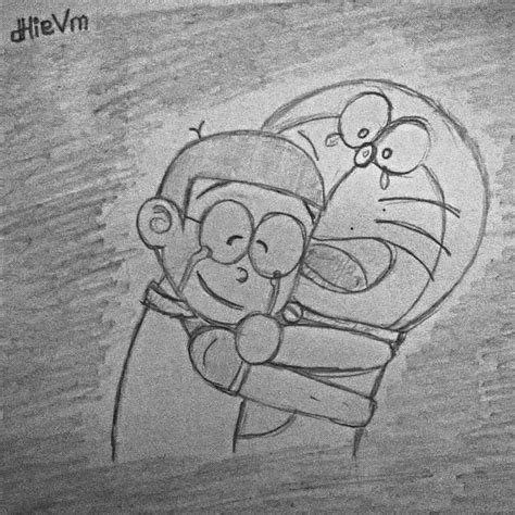 Cartoon Doraemon Pencil Sketch Drawing