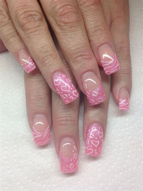 Gel Nails With Hand Drawn Design Using Gel By Melissa Fox Nail Art Designs Acrylic Nail Designs