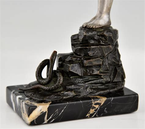 Art Nouveau Bronze Sculpture Nude Snake Charmer Deconamic