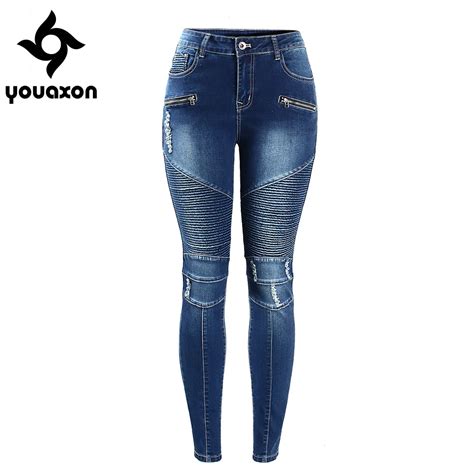 Aliexpress.com : Buy 2077 Youaxon Women`s Motorcycle Biker Zip Mid High ...