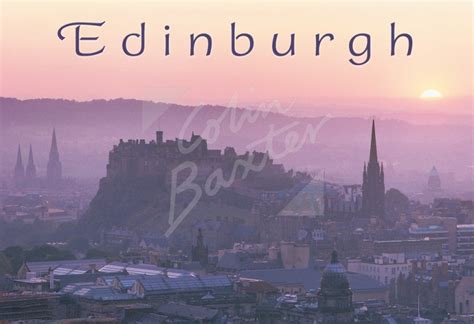 Edinburgh Castle And City At Sunset Edinburgh Postcard H Std Cb