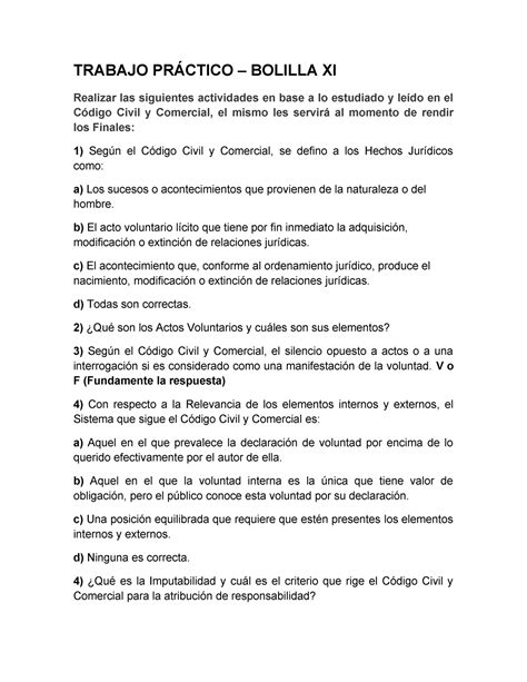 TP Derecho Civil Comisión Distancia Bolilla XI TRABAJO PRÁCTICO