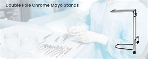 1510 Double Post Chrome Mayo Stand With Standard Size Tray Height