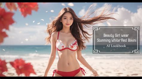 AI Lookbook Beauty Girl Wear White Red Bikini At The Beach YouTube