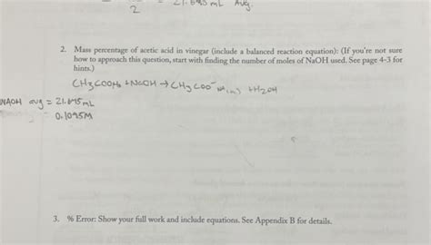 Mass Percentage Of Acetic Acid In Vinegar Studyx