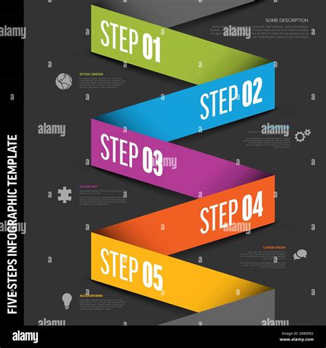 Five Vector Progress Block Steps Template With Descriptions Big