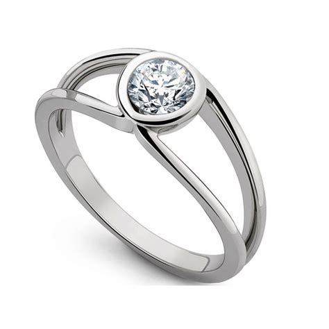 Infinity Diamond Engagement Ring Featuring Bezel Setting