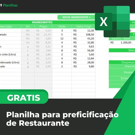 Lp Planilha Gratis Formulario Precifica O Para Restaurantes