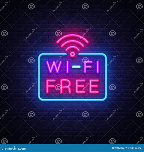 Wifi Neon Sign Vector Wifi Symbol Neon Glowing Letters Shining Light