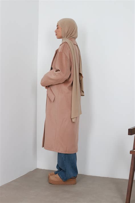 Camel Double Breasted Wool Coat